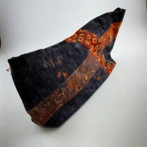 Evening bag clutch beautiful fabric, frayed accent on one side, unbranded